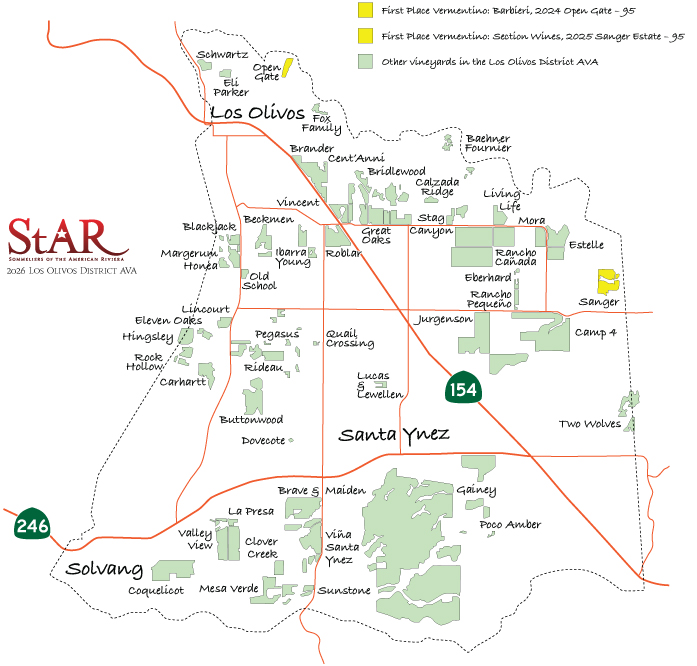 StAR 2026 Santa Barbara County Vermentino Review Map