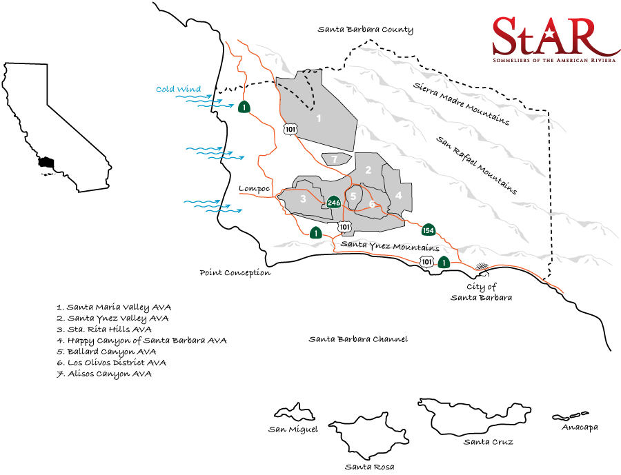 Santa Barbara County AVA Map