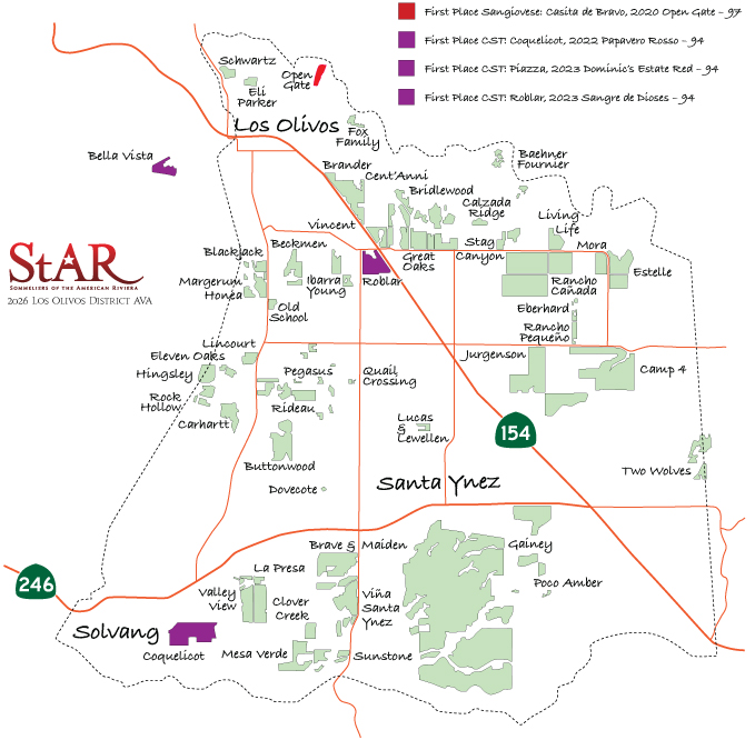 StAR 2026 Santa Barbara County Sangiovese Review Map